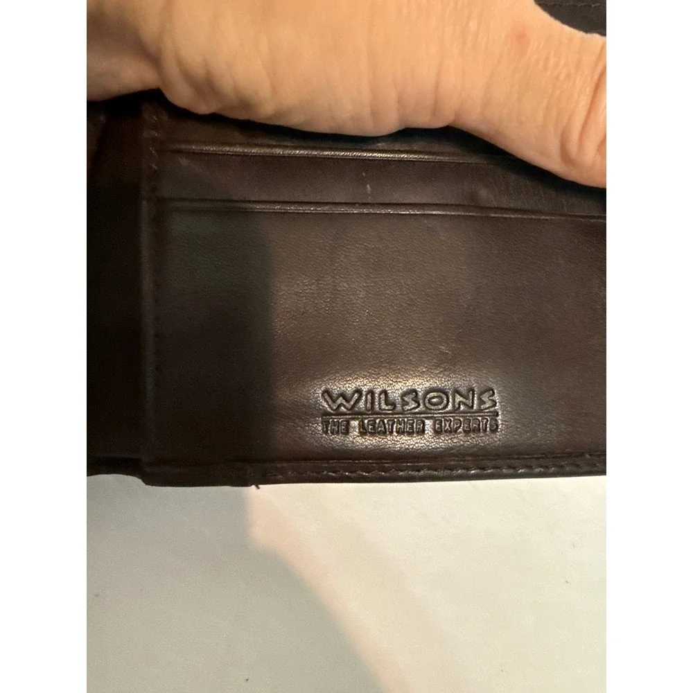 Wilsons Leather Dark Brown Bifold Wallet with Snap Closure and Coin Pocket